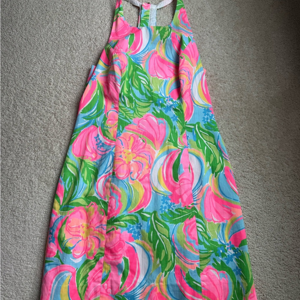 Lilly Pulitzer Pink and Green Backless Dress